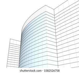 Concept 3d architecture building, vector illustration