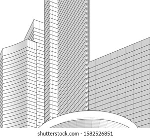 Concept 3d architecture building, vector illustration