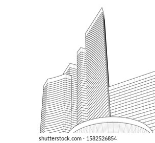 Concept 3d architecture building, vector illustration