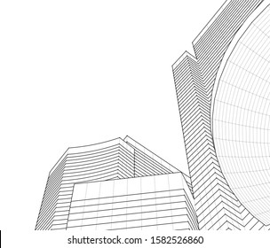Concept 3d architecture building, vector illustration