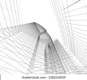 Concept 3d architecture building, vector illustration