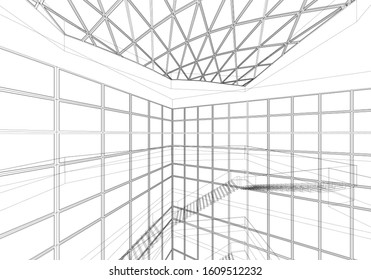 Concept 3d architecture building, vector illustration