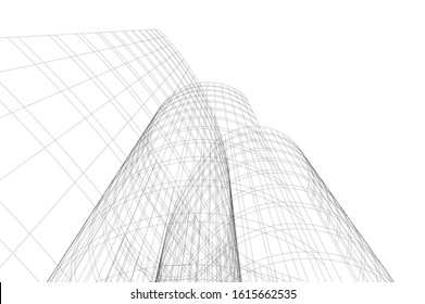 Concept 3d architecture building, vector illustration