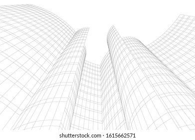 Concept 3d architecture building, vector illustration
