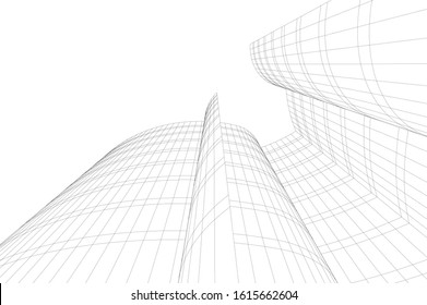 Concept 3d architecture building, vector illustration