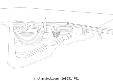 Concept 3d architecture building, vector illustration
