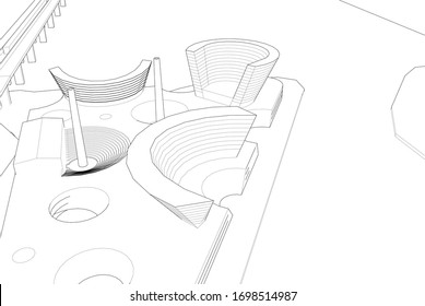 Concept 3d architecture building, vector illustration