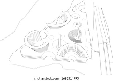 Concept 3d architecture building, vector illustration