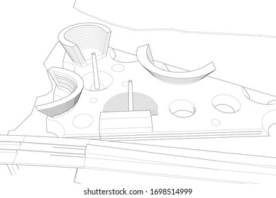 Konzept 3d Architektur Gebäude, Vektorillustration Illustration
