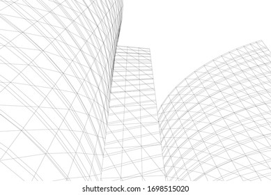 Concepto de construcción de arquitectura 3d, ilustración vectorial