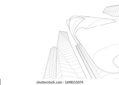 Concepto de construcción de arquitectura 3d, ilustración vectorial