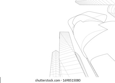 Concept 3d architecture building, vector illustration