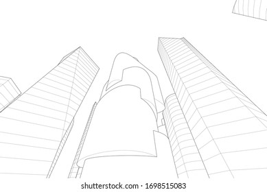 Concept 3d architecture building, vector illustration