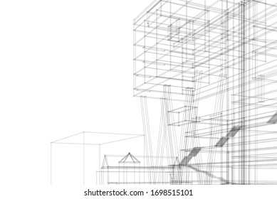 Concept 3d architecture building, vector illustration