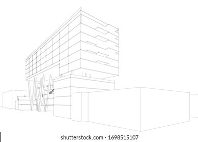 Concept 3d architecture building, vector illustration