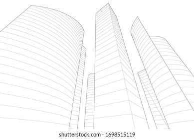 Concept 3d architecture building, vector illustration