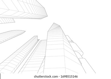 Concept 3d architecture building, vector illustration