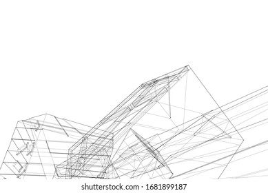 Concepto de arquitectura 3d, ilustración vectorial