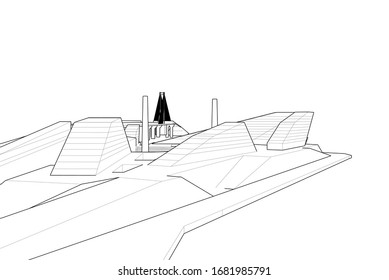 Concepto de arquitectura 3d, ilustración vectorial