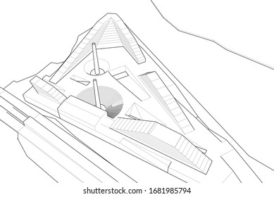 Concepto de arquitectura 3d, ilustración vectorial