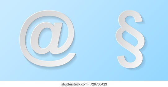 Concept of 3d icons - paragraph and email address symbols. Vector.