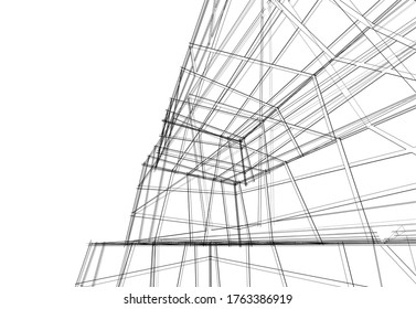 Concept 3d modern architecture building