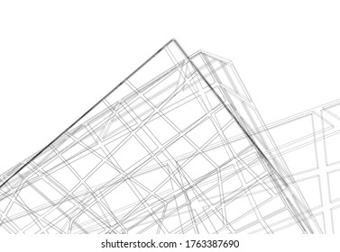Concept 3d modern architecture building