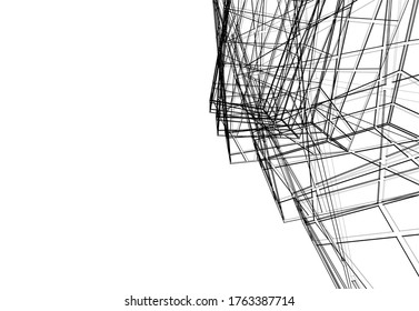 Concept 3d modern architecture building