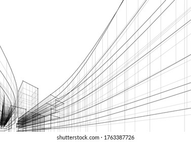 Concept 3d modern architecture building