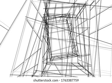 Concept 3d modern architecture building