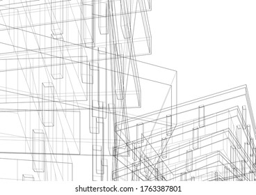 Concept 3d modern architecture building