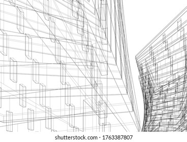 Concept 3d modern architecture building