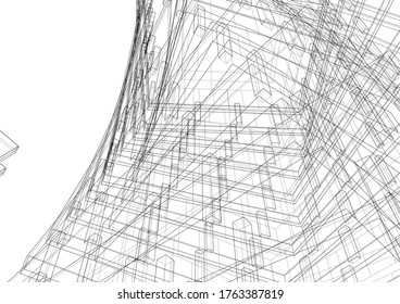 Concept 3d modern architecture building