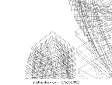 Concept 3d modern architecture building