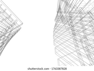 Concept 3d modern architecture building