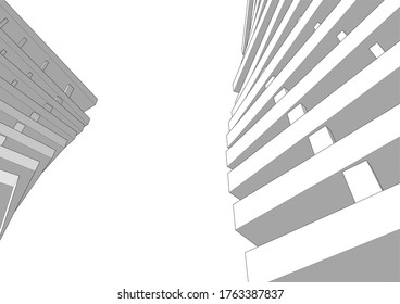 Concept 3d modern architecture building