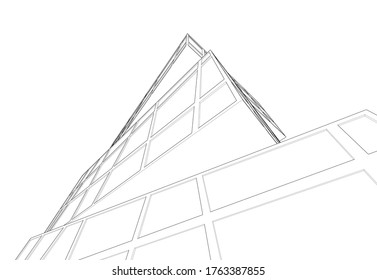 Concept 3d modern architecture building