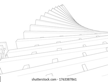 Concept 3d modern architecture building