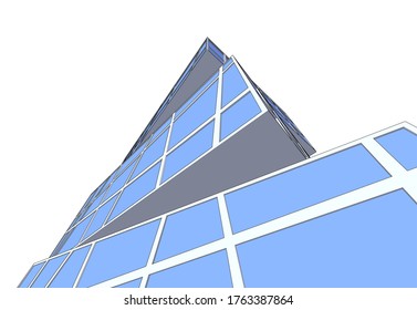 Concept 3d modern architecture building