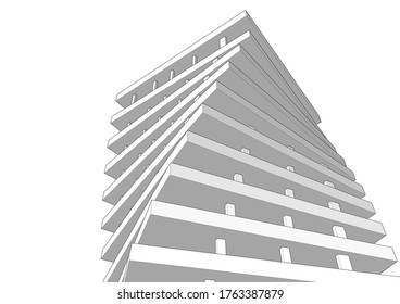 Concepto de construcción de arquitectura moderna en 3d