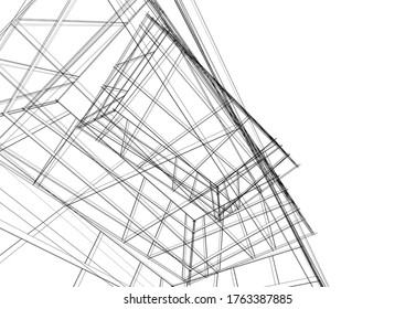 Concept 3d modern architecture building