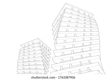 Concept 3d modern architecture building