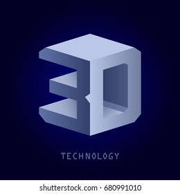Concept of 3d technology symbol. VECTOR. 