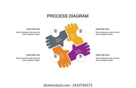 Concept of 4 successive steps of business project development process. Minimal infographic design template. Modern flat vector illustration for data visualization.