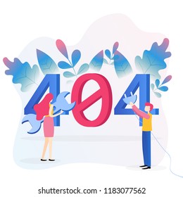 Concept 404 Error Page. File not found for web page, banner, presentation, social media, documents, cards, posters. Website maintenance error, web page under construction. Flat vector illustration.