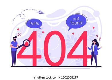 Concept 404 Error Page or File not found for web page, banner, presentation, social media, documents, cards, posters. Website maintenance error, webpage under construction Vector illustration, flat.
