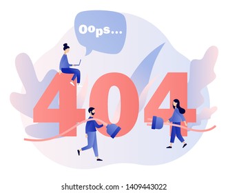 Concept 404 Error Page. Flat cartoon style. Vector illustration