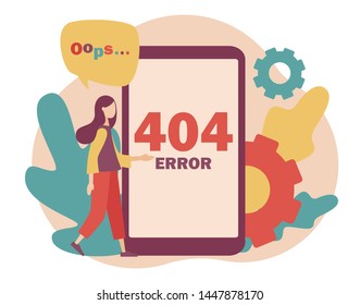Concept 404 Error Page. Flat cartoon style. Vector illustration
