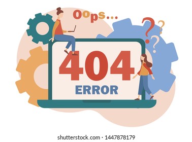 Concept 404 Error Page. Flat cartoon style. Vector illustration