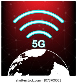 Concept 5g telecommunication to fast forwarding worldwide. illustration vector